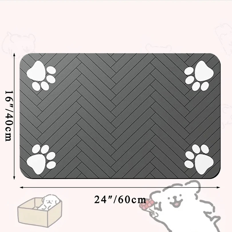 Pet Placemat for Food and Water Bowl, with Waterproof Rubber Backing, Quick Dry Water Mat for Dog Cat