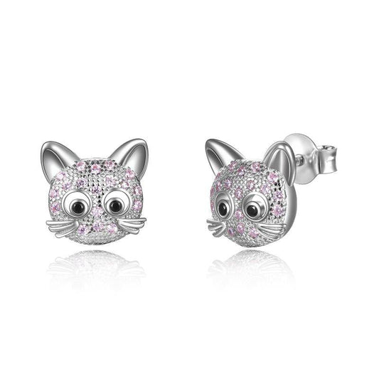 Cat Stud Earrings for Women 925 Sterling Silver cat Studs Earrings Jewellery Gifts