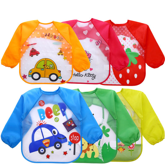 Children's Gown Long Sleeve Kids Waterproof Meal Baby Apron Painting Clothes Bib Protective Clothing